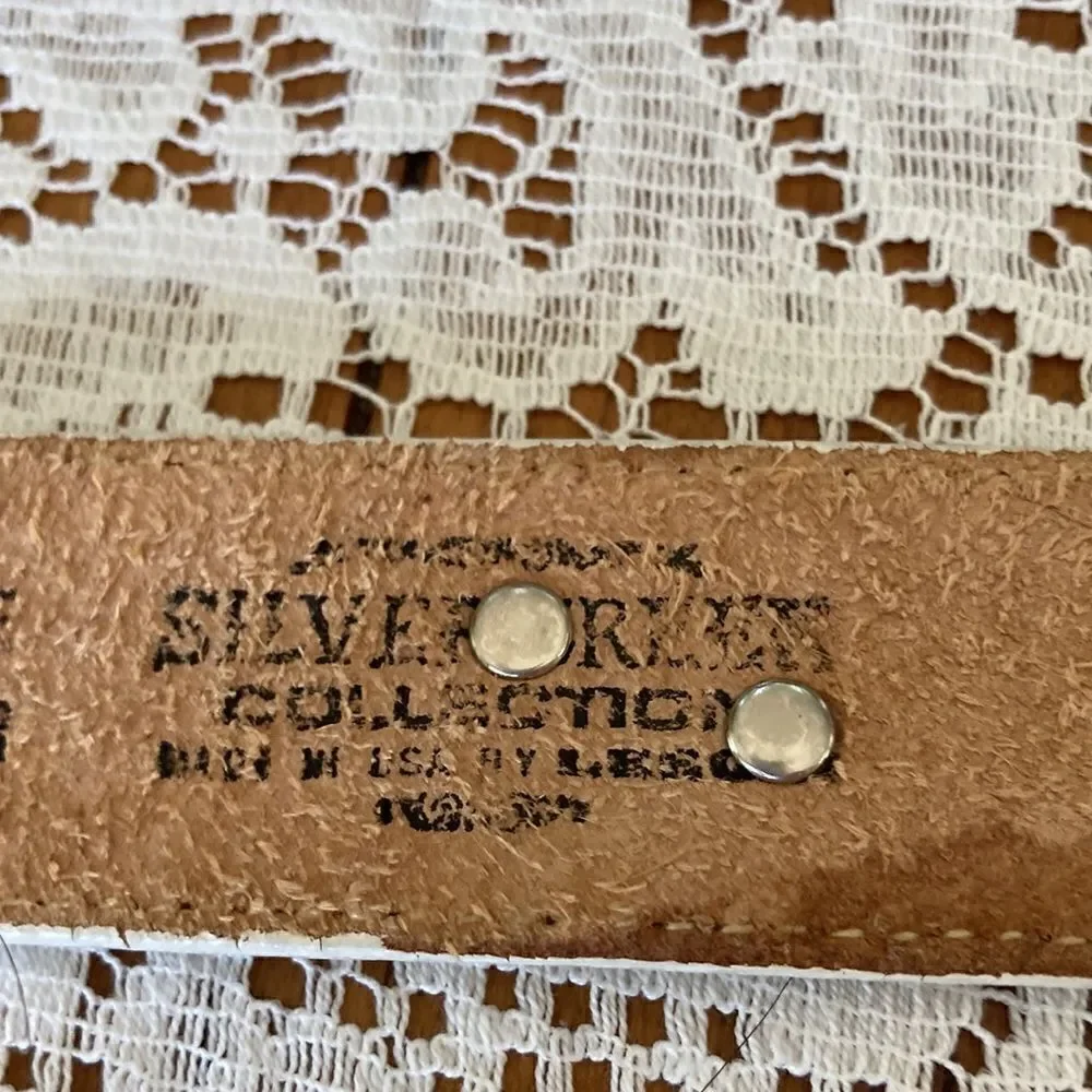 Vintage Southwestern Rodeo Boho Silver Creek Leather 90’s Y2K Embellished Belt